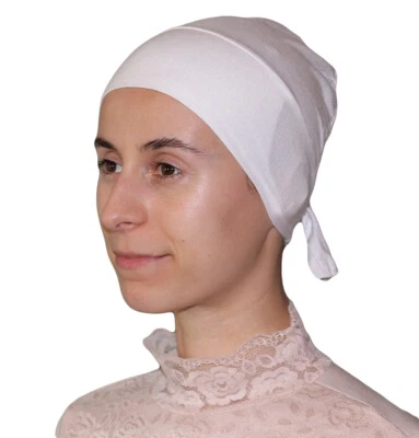 Boné islâmico turco Firdevs luxo jersey hijab boné lenço branco - Imagem 1 de 3