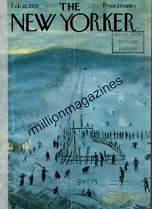 1956 New Yorker February 18 - Skiing in Vermont - Garrett Price; Charles Addams - Picture 1 of 1