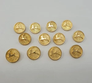 12 pcs Doe Deer Gold Molded Plastic Craft Sewing Shank Buttons 15mm Round VTG - Picture 1 of 2