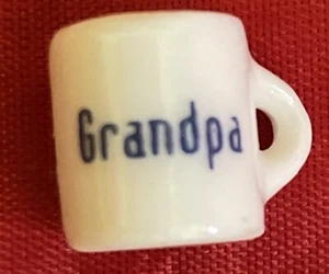 VTG Miniature Grandpa Mug Doll House White Glossed Ceramic 0.5" - Picture 1 of 5