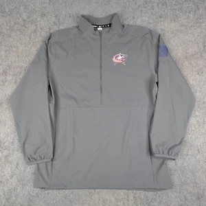 Columbus Blue Jackets Jacket Mens Medium Adidas Pullover Windbreaker 1/4 Zip NHL - Picture 1 of 12