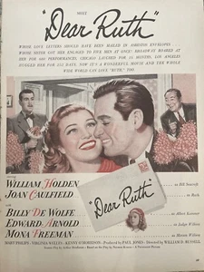 1947 meet “dear Ruth” movie poster, William Holden, Joan Caulfield - Picture 1 of 1
