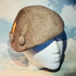 Vntg Hat Baret Brown Wool Cute Scout Military Inspired - Picture 1 of 4