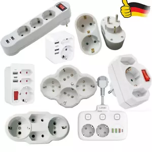 EU USB Steckdose Steckdosenleiste 3/4Fach Mehrfachsteckdose Steckdosenverteiler. - Bild 1 von 15