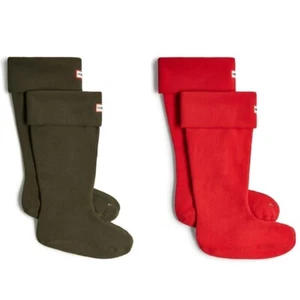 HUNTER Vlies Warm Hineinschlüpfen Hoch Stiefel Unisex IN Olivgrün Welly Sock M L - Picture 1 of 9
