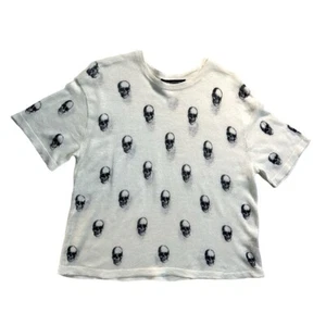 Maglione teschio cashmere Hanna top Halloween lino bianco piccolo leggero $325 - Foto 1 di 9