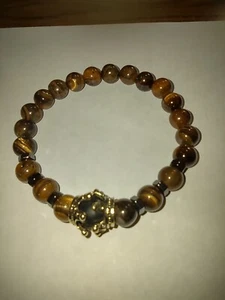 Pulsera elástica con cuentas de piedra de 6 mm ojo de tigre/esmerilado - Imagen 1 de 4