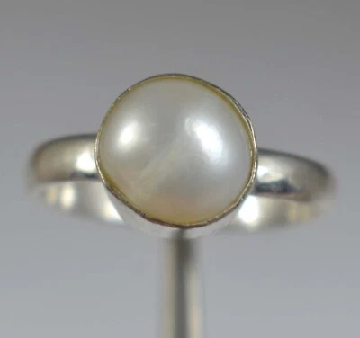 Anillo Gemas Redondas 9 x 8 mm Perla Natural Tahití Blanca Mar del Sur 7,10 quilates VER VDO Foto 1 de 4