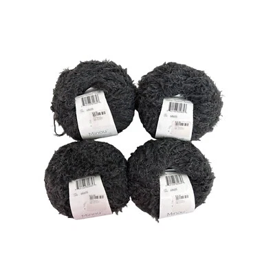 Universal Minou Yarn Gray Panther Eyelash Alpaca Wool Nylon Italy AT008 Lot of 4 - Image 1 of 4