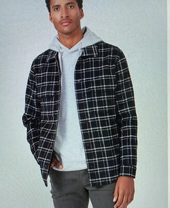 7 Diamonds Mens Dunbar Premium Plaid Black & White Shirt/Jacket Small NWT - Picture 1 of 6