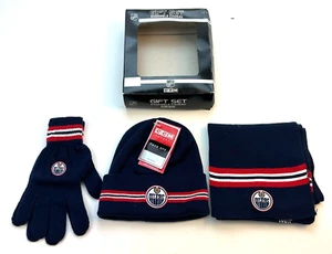 CCM Hockey Edmonton Oilers Gift Set Hat Gloves Scarf NHL Beanie New - Picture 1 of 15