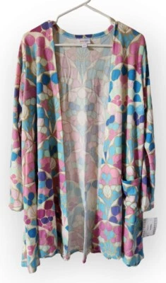 Cárdigan Caroline grande aspecto azulejo vitral Lularoe L pasteles difícil de encontrar ¡NUEVO! Foto 1 de 4