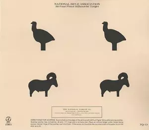 TQ-13 Official NRA 50 Foot Pistol Silhouette Target, Turkey & Ram - on Tagboard - Picture 1 of 1