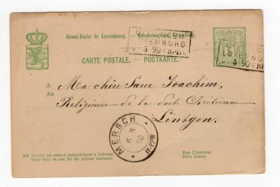 LUXEMBOURG, MERSCH TO LINTGEN, POSTAL STATIONERY, 1850, VF - Image 1 of 2