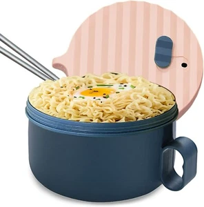Microwave Ramen Bowl Ramen Cooker with Handles Noodle Bowls with Lid & Chopstick - Picture 1 of 7