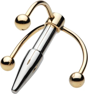 Golden Claw Head Urethral Plug Golden Boy Penis Plug Penis Plug with Thru-Hole - Picture 1 of 3