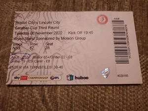 Bristol City V Lincoln City Carabao Cup Football Ticket 2022/23 - Picture 1 of 1