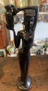Ebony Wooden Lady Statue Carrying a Jug - Picture 1 of 4
