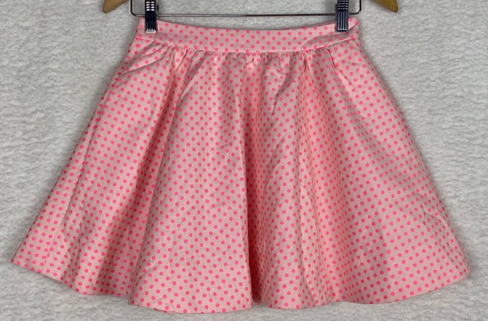 Falda Patinadora Kate Spade Niña 12 Rosa Neón Lunares Forrada Trasera Cremallera Dorada Foto 1 de 4