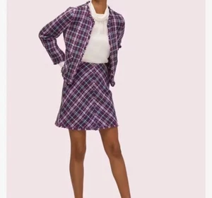 Kate Spade New York karierter Tweed-Rock Plumtree 0 neu ohne Etikett - Bild 1 von 10