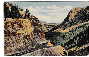 Postal de lino vintage Golden Gate Canon, parque nacional de Yellowstone, Wyoming - Imagen 1 de 2