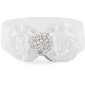 Stretchy Belt Wide White Flower Belt Women Dress Pearl Waistband Fancy Elasti... - Picture 1 of 7