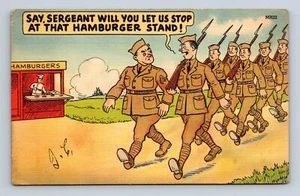 Say Sergeant Will You Let Us Stop At That Hamburger Stand Postcard Linen MH22 - Picture 1 of 2