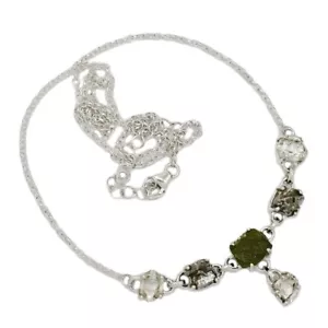 Collar de plata 925 con diamantes y moldavita checos genuinos naturales SN19031 - Imagen 1 de 1