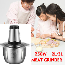 Stainless Steel Electric Meat Grinder Blender Mincer Food Chopper Processor 2/3L