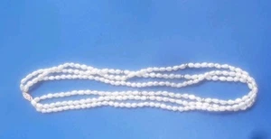 Vintage Solid Yellow 14k Gold Beaded / Rice Pearls 17" Three Strand Necklace - Picture 1 of 5