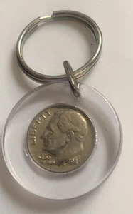 Vintage Münze (Groschen) Schlüsselanhänger Schlüsselanhängsel Ring The Dime Savings Bank of NY 1985 1983 - Bild 1 von 3