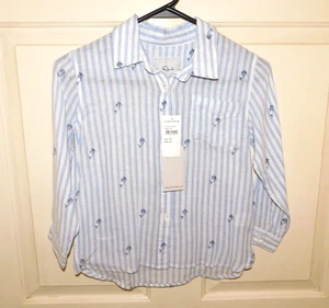NWT Rails Girl's Long sleeve Button-Up Mermaid Stripe Blouse Size 8-9 - Picture 1 of 4