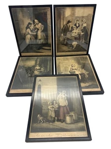 5 Antique Cries of London Wheatley Prints Original Edwardian Frames 10.5" x 8" - Picture 1 of 9