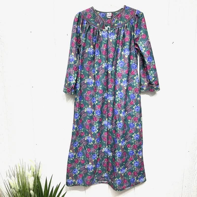 De Colección Granada Acolchado Abrigo Mujer Talla M Floral Cremallera Bata Bolsillos Camisón Foto 1 de 4