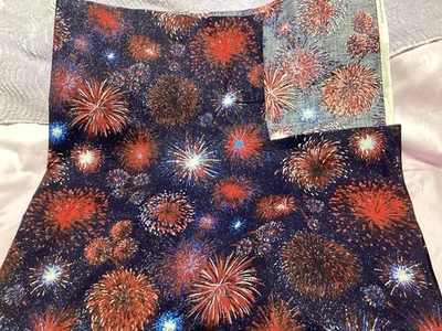 Cotton Fabric "Old Glory Fireworks Galore" On Navy Blue by Concord Fabrics -1/2 - Image 1 of 4