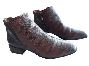 Franco Sarto Nico Brown Faux Snake Leather Ankle Booties Side Zipper Size 8 - Picture 1 of 8