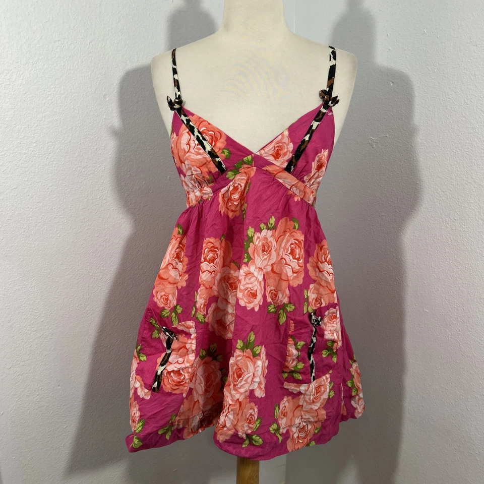 Betsey Johnson Slip Dress Womens M Floral Babydoll Fairy Y2K 90s - Image 1 of 4