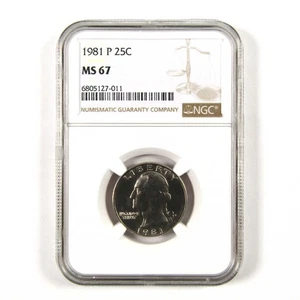 1981 P Washington Quarter MS 67 NGC Clad 25c Uncirculated SKU:I9542 - Picture 1 of 4