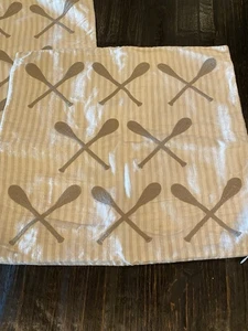 Linen Pottery Barn Natural Beige Stripe Paddle Accent Throw Pillow Cover 1/2 - Picture 1 of 7