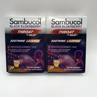 Pastilla calmante alivio garganta saúco negro con miel 20 pastillas suaves paquete de 2 Foto 1 de 3