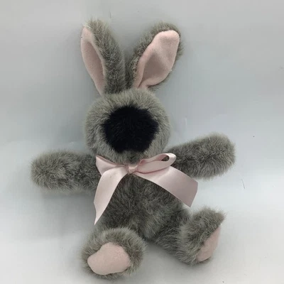 Плюшевый винтажный серый кролик с черным носом 1992 North American Bear Co - Изображение 1 из 4