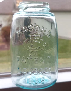 Antikes Mason'S CFJCo PATENT 30. NOVEMBER 1858 Midget Pint Obstglas - Bild 1 von 6