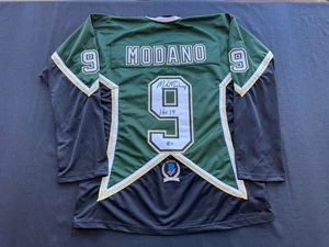 MIKE MODANO SIGNED GREEN HOCKEY JERSEY DALLAS STARS w/"HOF 14" BAS COA - Picture 1 of 5