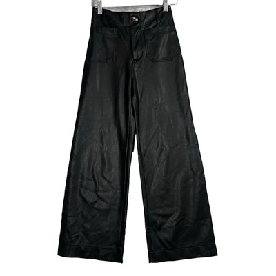 Pantalones Maeve Anthropologie Pierna Ancha The Colette Recortados 23 Negro Mezcla de Lino Foto 1 de 4