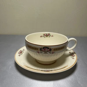 Antike 20er Jahre Sebring Elfenbein Porzellan Teetasse & Untertasse "Rosen in Urne" selten (C) - Bild 1 von 13