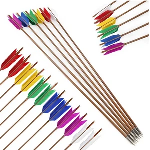 6/12Archery Bamboo Arrows 33" Turkey Feathers Longbow Recurve Bow Hunting Target - Picture 1 of 21