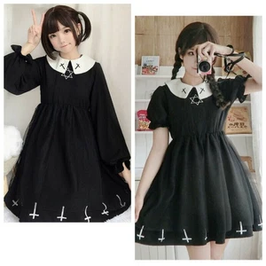 Süße Harajuku Kleidung Japanisch Kawaii Gothic Lolita Kleid Punk Kreuze Schwarz - Bild 1 von 11