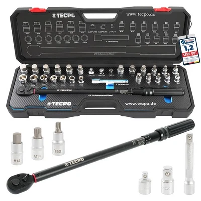 TECPO KIT CHIAVI DINAMOMETRICHE 1/2" 50-350 Nm CHIAVE DINAMOMETRICHE BIT SET DADI - Immagine 1 di 4