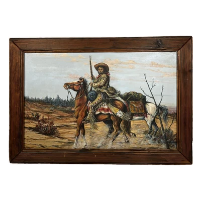 BUD BREEN FAMOSO VAQUERO DEL VIEJO OESTE CABALLOS DE TEXAS PINTURA AL ÓLEO OCCIDENTAL DE COLECCIÓN Foto 1 de 4