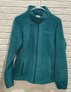 Columbia Full Zip Fleece Jacket Women’s XL Teal Green/Blue Zip Pockets Polyester - Picture 1 of 15